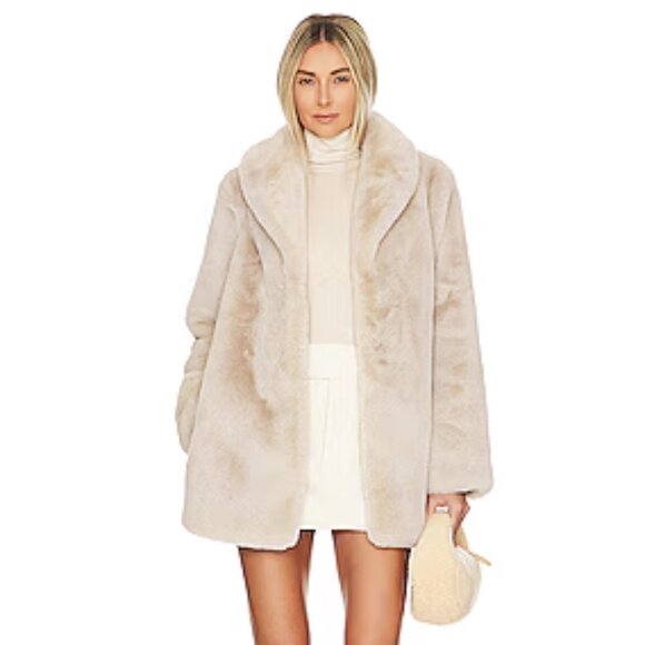 Amuse Society Faux Fur Jacket - L - Cream - Picture 1 of 6